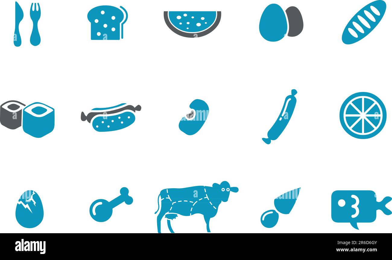 Vector Icons Pack – Blue Series, Küchenkollektion Stock Vektor