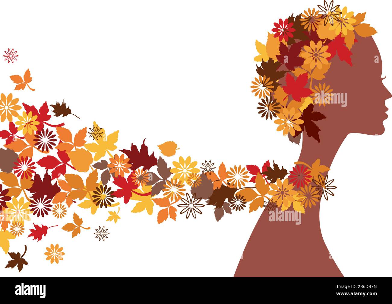 Frau mit Herbstblättern, Vektor Stock Vektor