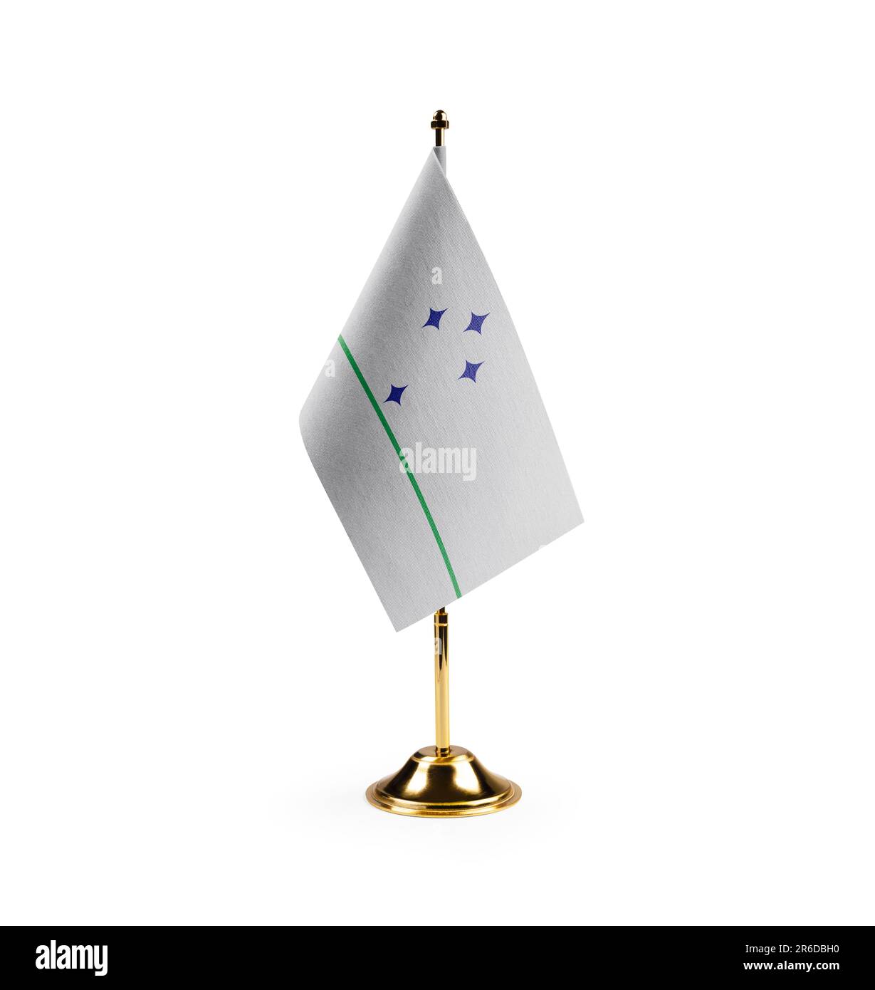 Kleine Nationalflagge des Mercosur auf weißem Hintergrund. Stockfoto