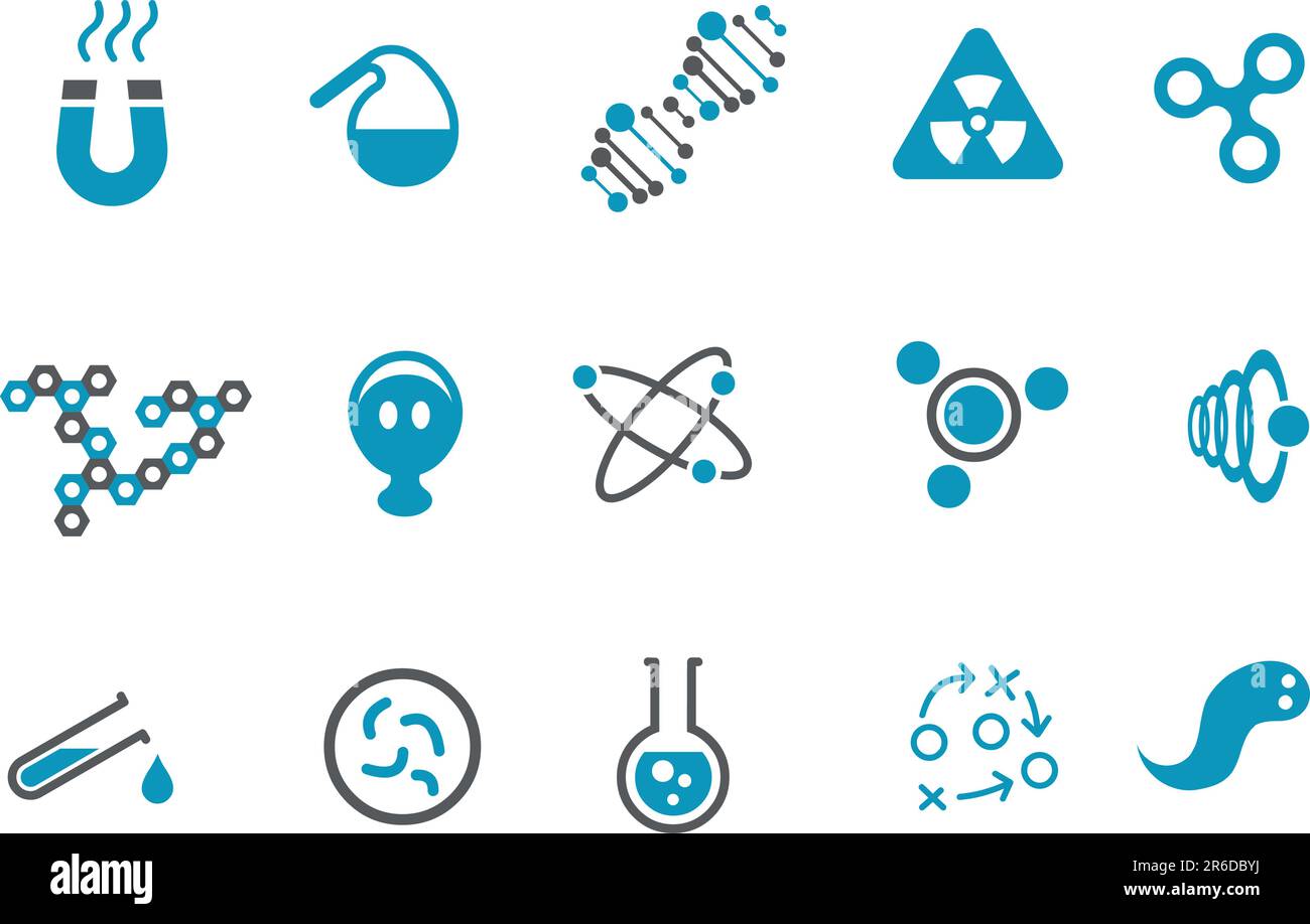Vector Icons Pack - Blue Series, Chemie-Sammlung Stock Vektor
