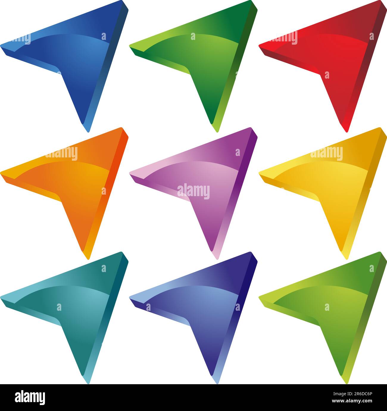 Satz von 9 leere 3D-Web Tasten - Pfeilart. Stock Vektor