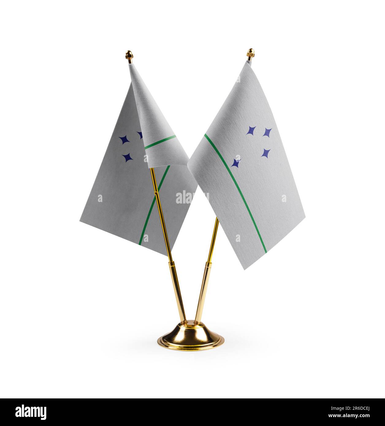 Kleine Nationalflaggen des Mercosur auf weißem Hintergrund. Stockfoto