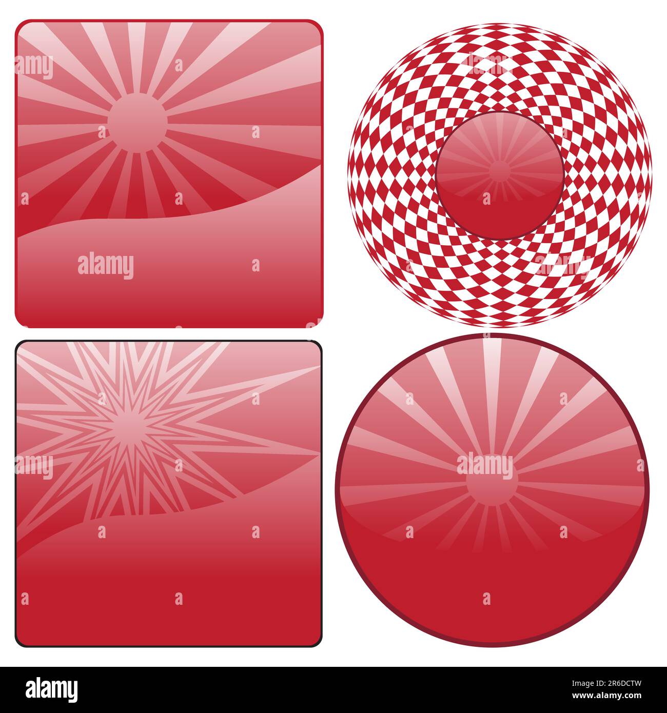 Verschiedene Symbole der Sonne in verschiedenen Formen. Stock Vektor