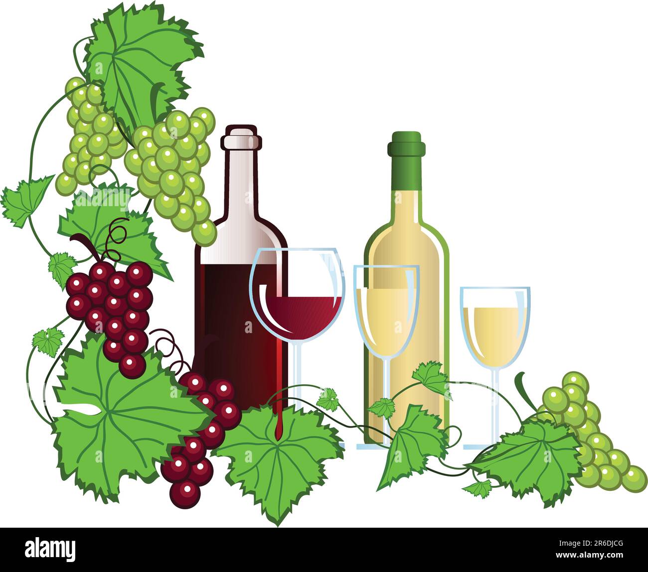 Schnappschüsse aus Wein und Trauben Stock Vektor