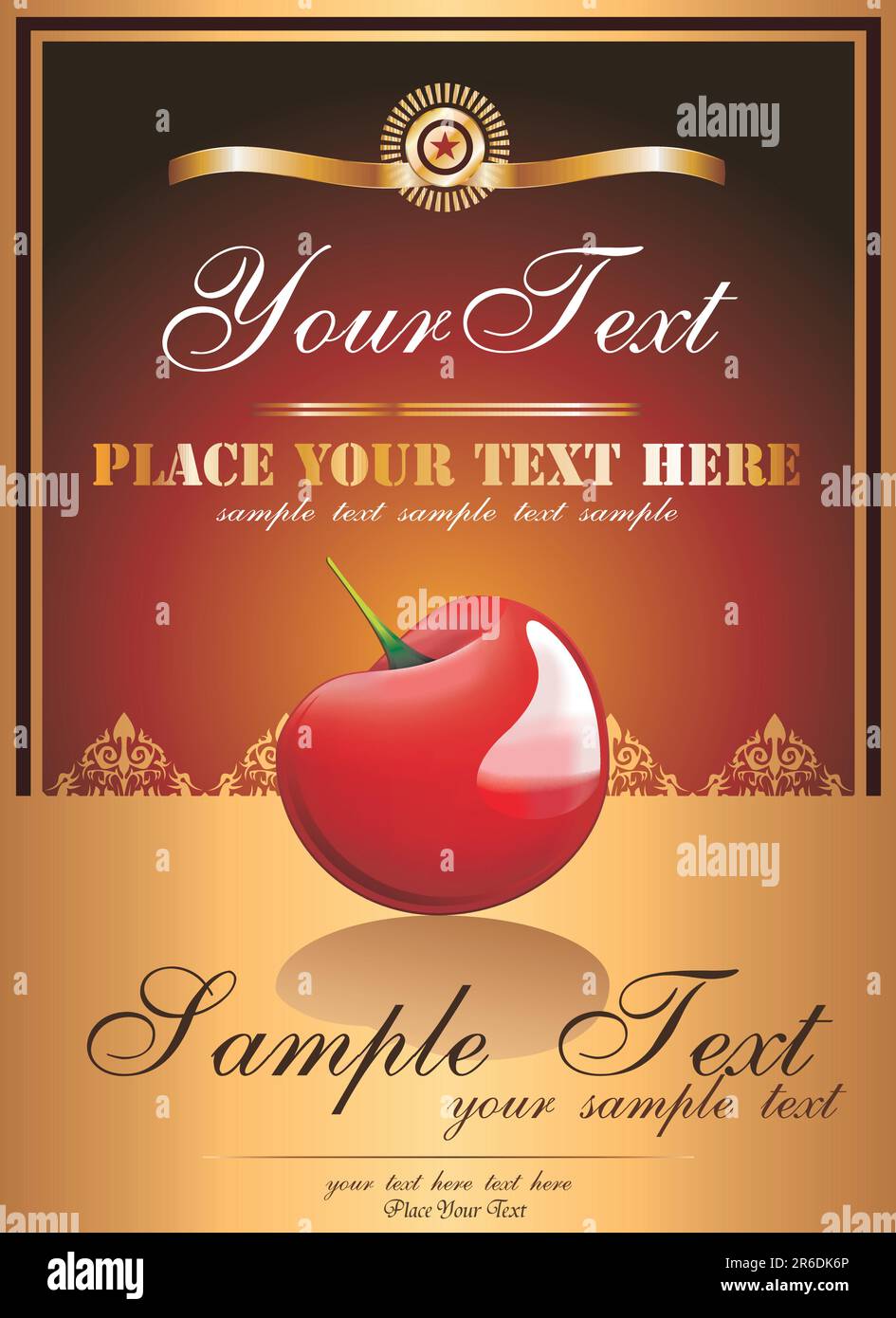 Etikettenvorlage „Kirschrot Elegand Vintage“ Stock Vektor
