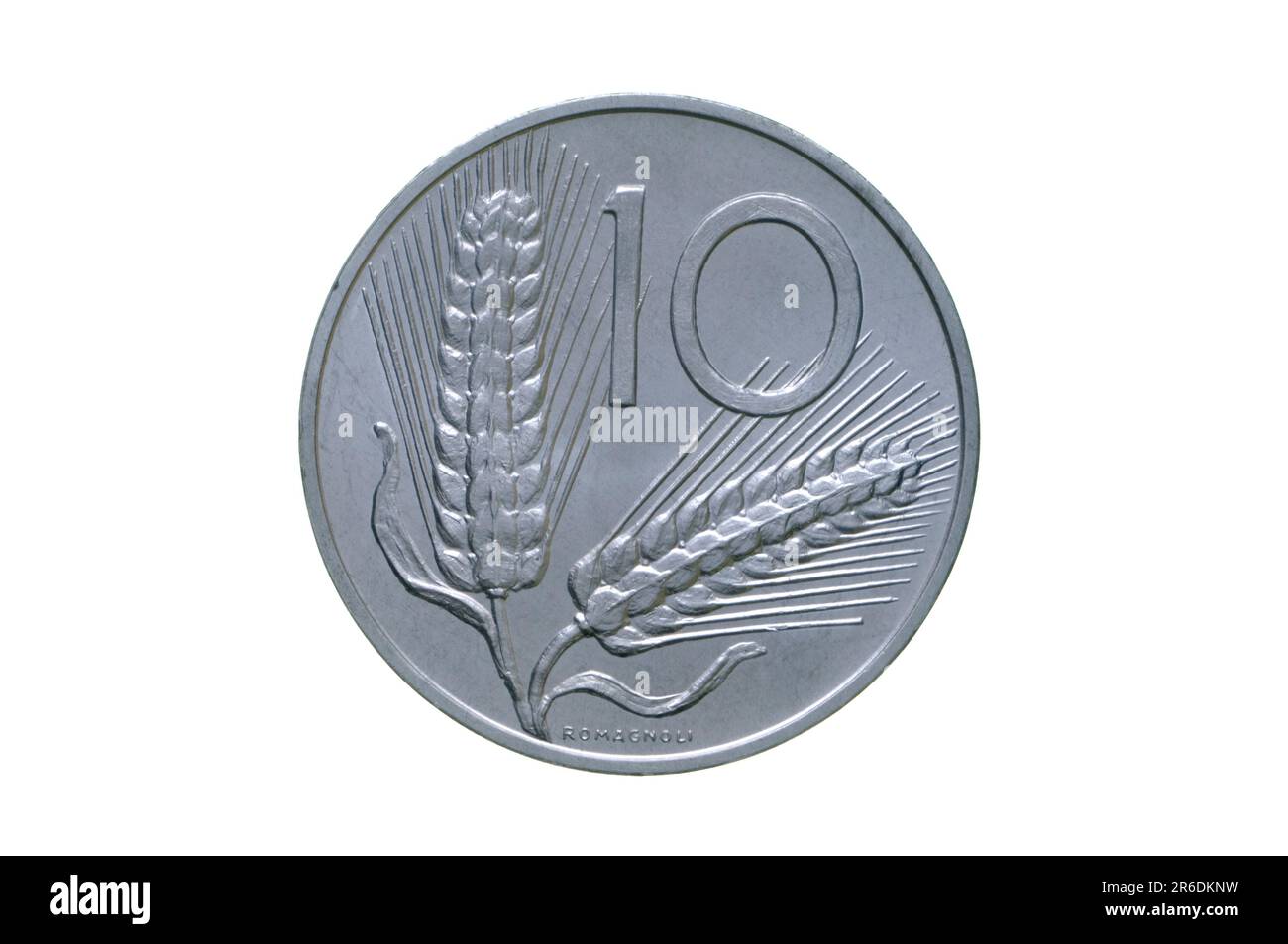 Italienische 10-Lire-Münze Stockfoto