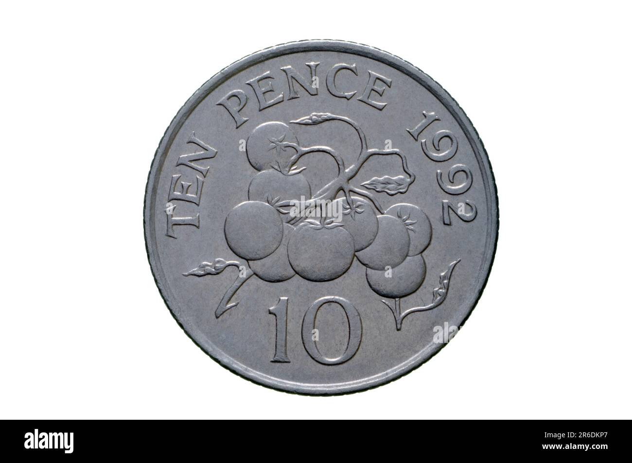 Guernsey 10 Pence 1992 Stockfoto