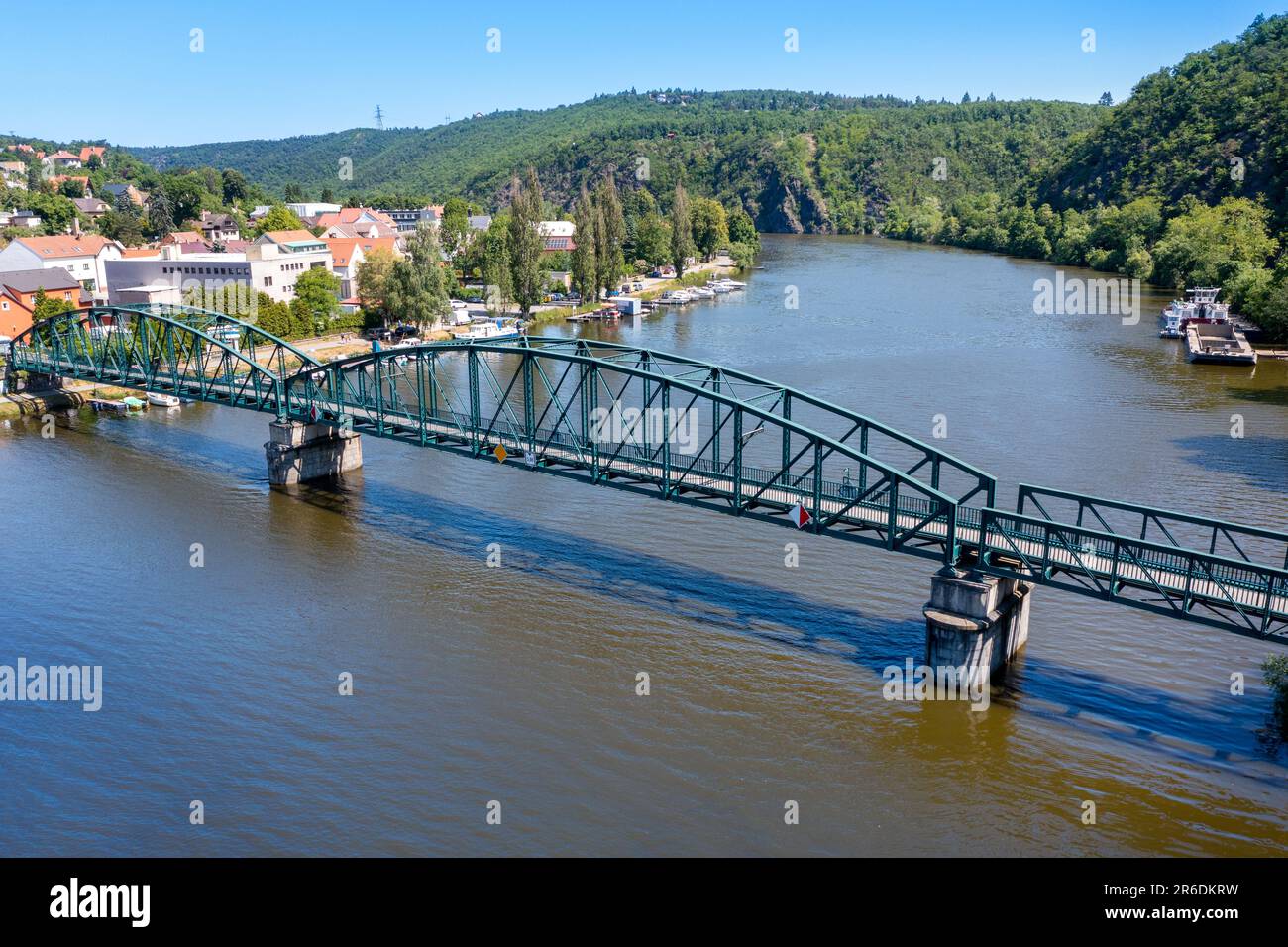 Most U Remagenu, Davle, Moldau, Moldau, Česká republika / Davle Stadt nahe Prag, Remagen Brücke, Moldau, Zentralböhmen, Tschechische republik Stockfoto