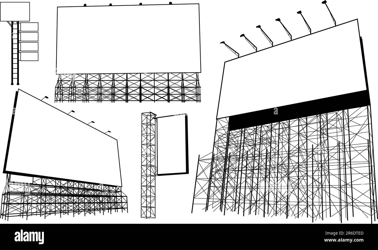 Satz von leeren bearbeitbaren Vektor am Straßenrand Werbung Schilder Stock Vektor