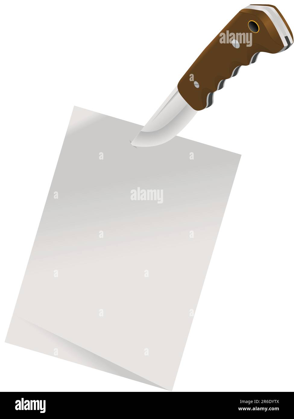 Blatt eines Papiers, das von einem Messer für einen Hintergrund in einem Vektor fixiert wurde Stock Vektor