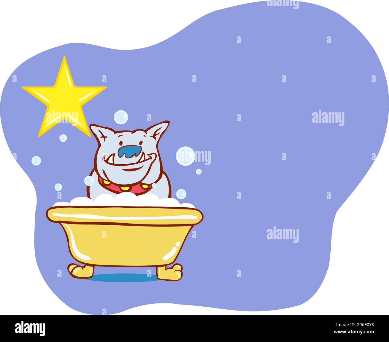 Ein Hund genießt ein Schaumbad wie ein Superstar. Stock Vektor