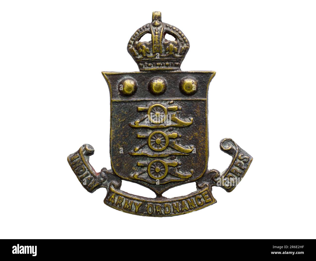 Ein Mützenabzeichen des indischen Ordnance Corps, c.1922-1947. Stockfoto