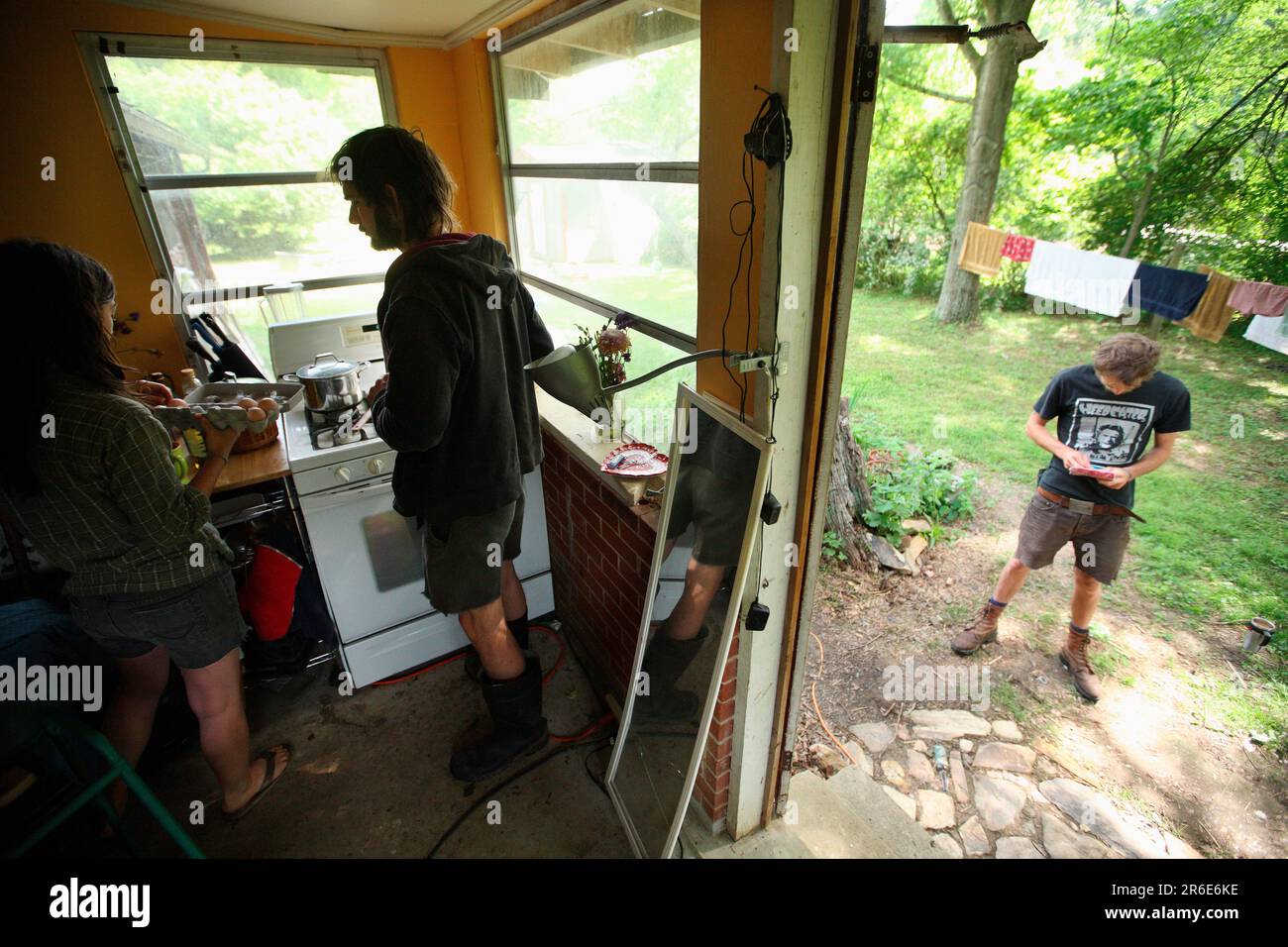 Frühstück auf der Farm von Circle Acres. Stockfoto