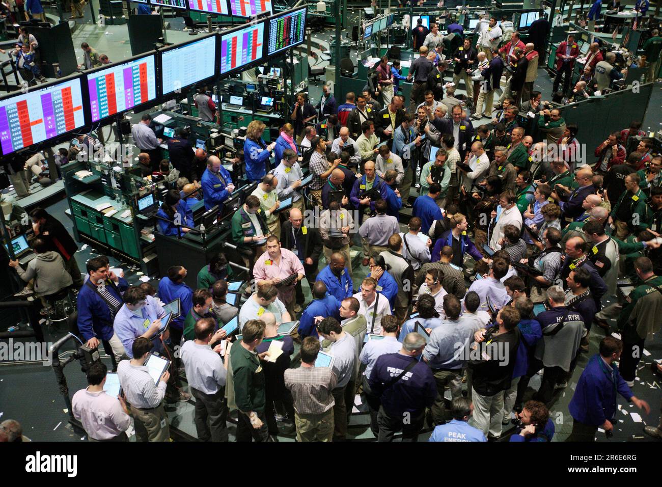 Blick über die Handelshalle für Oil Futures an der New York Mercantile Exchange (NYMEX) Stockfoto