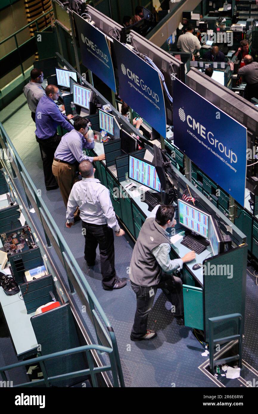 Blick über die Handelsebene der New York Mercantile Exchange (NYMEX) Stockfoto