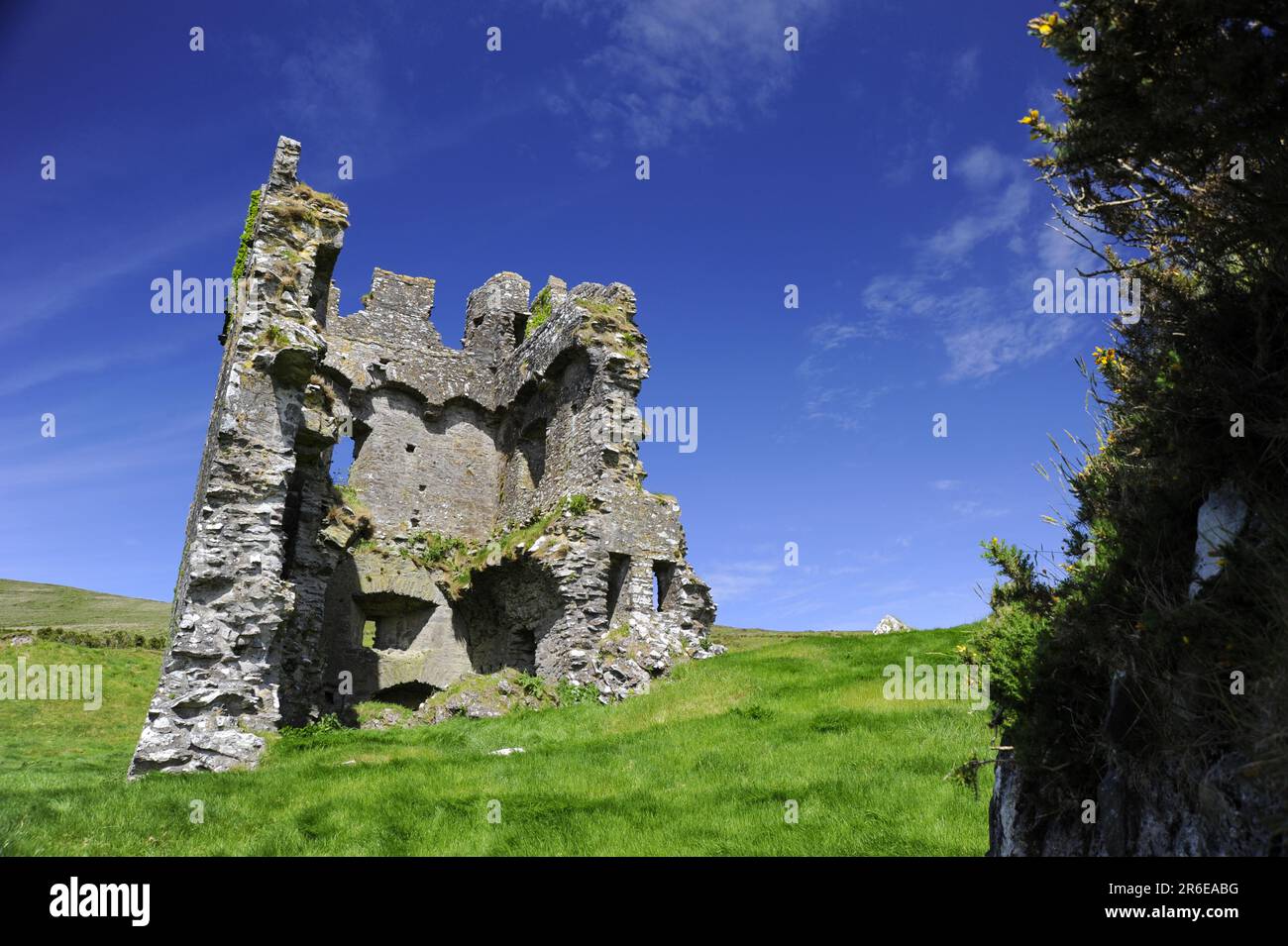 Ruinen Von Rahinnane Castle, Slea Head Drive, Dingle, County Kerry, Rahinnane Castle, Irland Stockfoto
