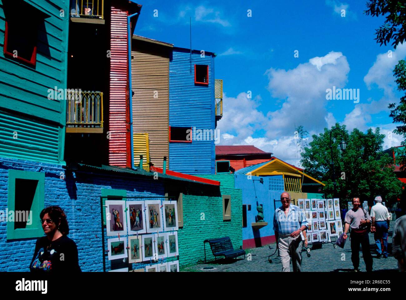Mehrfarbige Häuser, La Bocca, Künstlerviertel Buenos Aires, Argentinien, mehrfarbige Häuser, Künstlerviertel, Buenos Aires, Argentinien, Südamerika Stockfoto