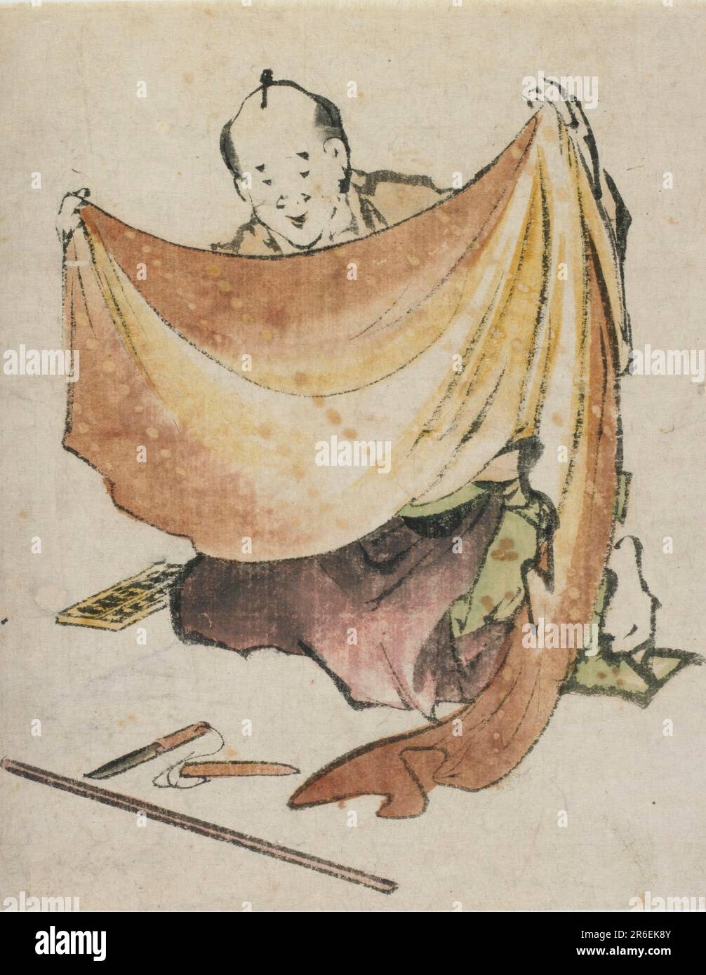 Ein Stoffhändler. Ursprung: Japan. Punkt: Edo Punkt. Datum: 1760-1849. Tinte und Farbe auf Papier. Museum: Freer Gallery of Art und Arthur M. Sackler Gallery. Stockfoto