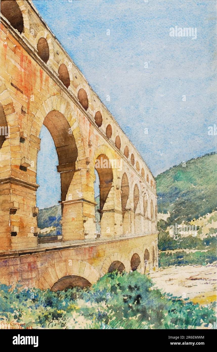 Pont du Gard, Frankreich. Aquarell und Bleistift auf Papier. Datum: 1926. Museum: Smithsonian American Art Museum. Stockfoto