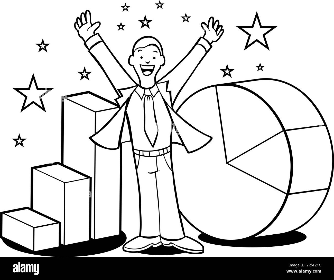 Karikatur von Geschäftsmann magisch Gewinnerzielung für Unternehmen. Stock Vektor