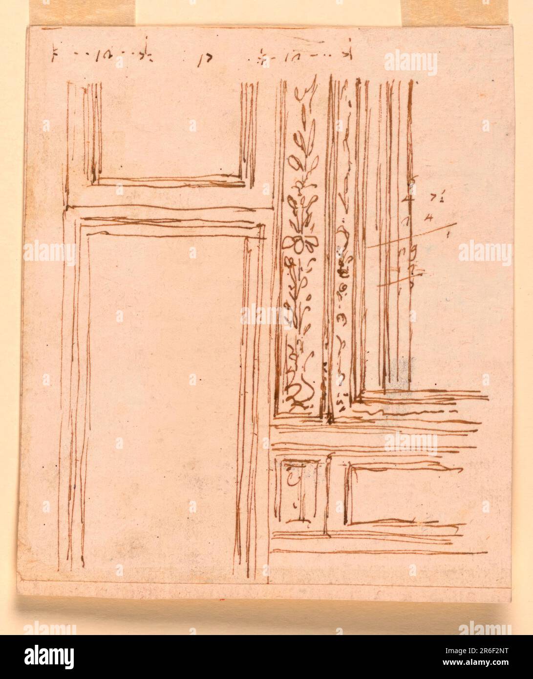 Höhe Der Türwand. Stift und braune Tinte auf weißem, gefärbtem Papier. Datum: 1746-1809. Museum: Cooper Hewitt, Smithsonian Design Museum. Stockfoto