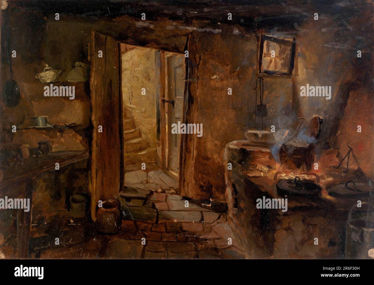 Innenausstattung einer Küche. Datum: N.V. Öl auf Leinwand. Museum: Smithsonian American Art Museum. Stockfoto