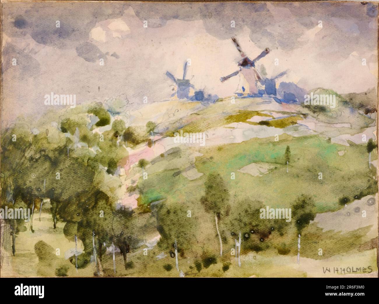 Windmühlen. Datum: N. d. undurchsichtige Aquarelle auf Papier auf Pappe. Museum: Smithsonian American Art Museum. Stockfoto