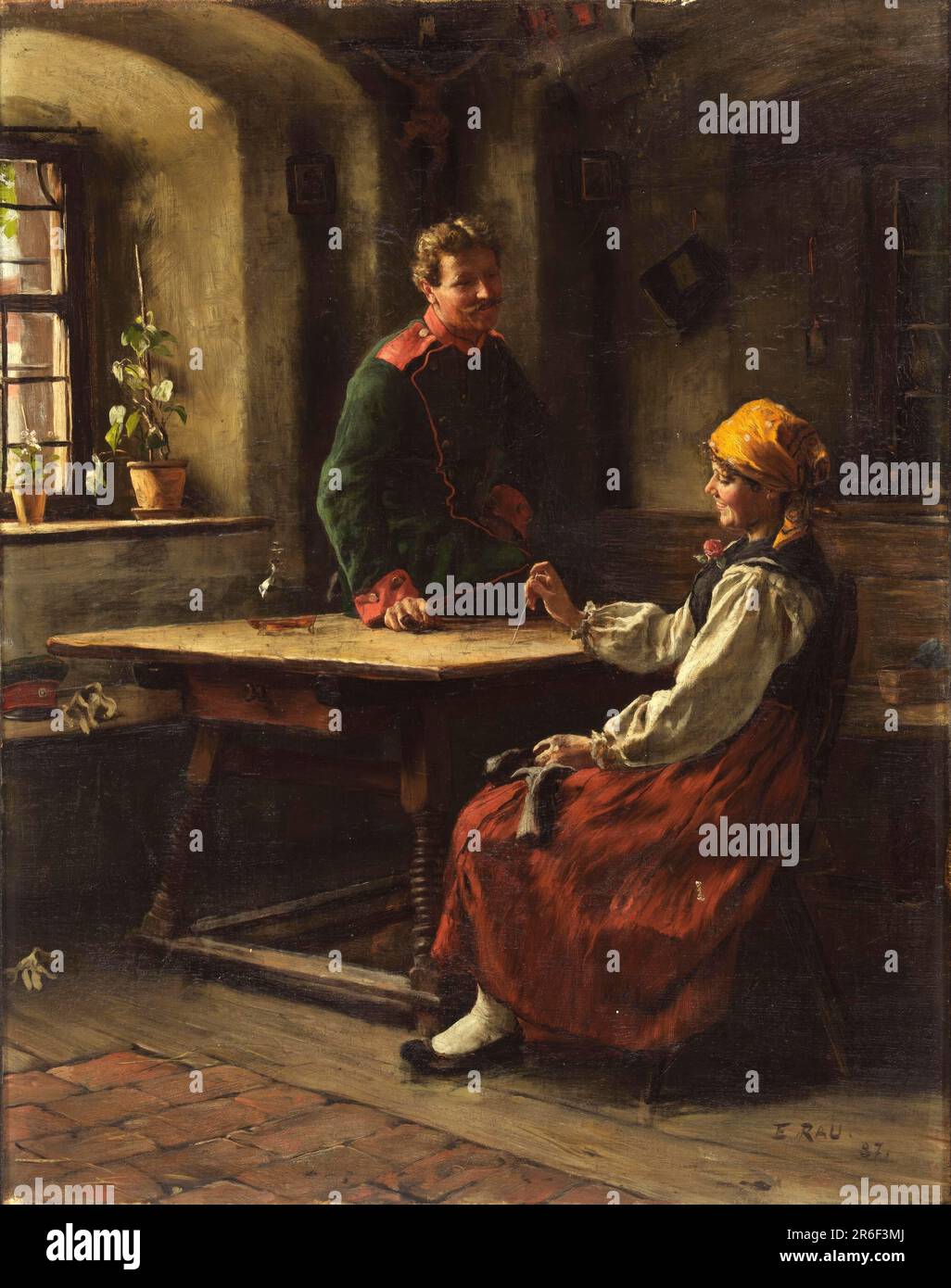 Offizier mit Peasant. Öl auf Segeltuch. Datum: 1887. Museum: Smithsonian American Art Museum. Stockfoto