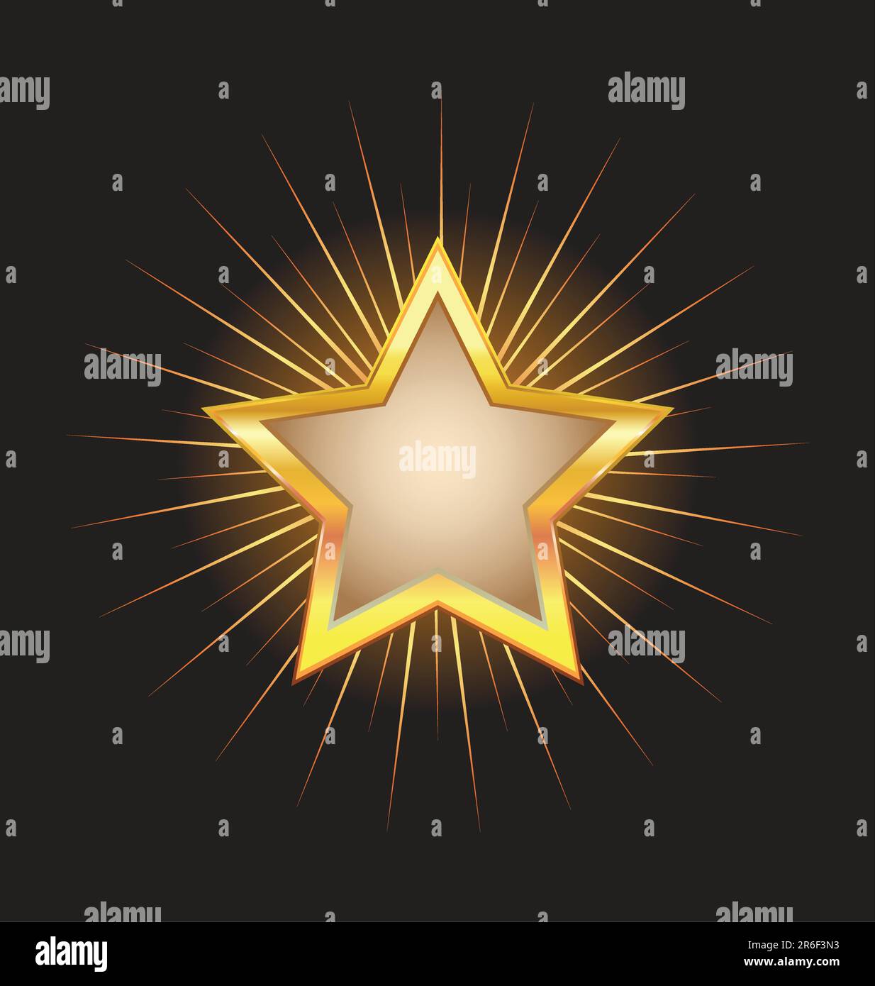 goldener Stern bildet einen Rahmen mit Schatten und Balken Stock Vektor