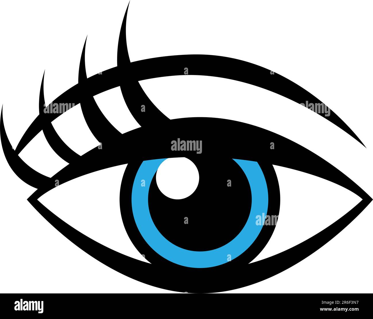 Menschliche weibliche Auge isoliert auf einem weißen Hintergrund. Stock Vektor