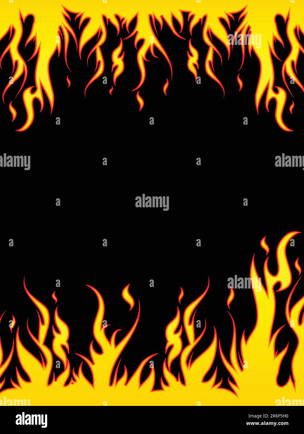 Illustration der Flammen auf schwarzem Hintergrund Stock Vektor