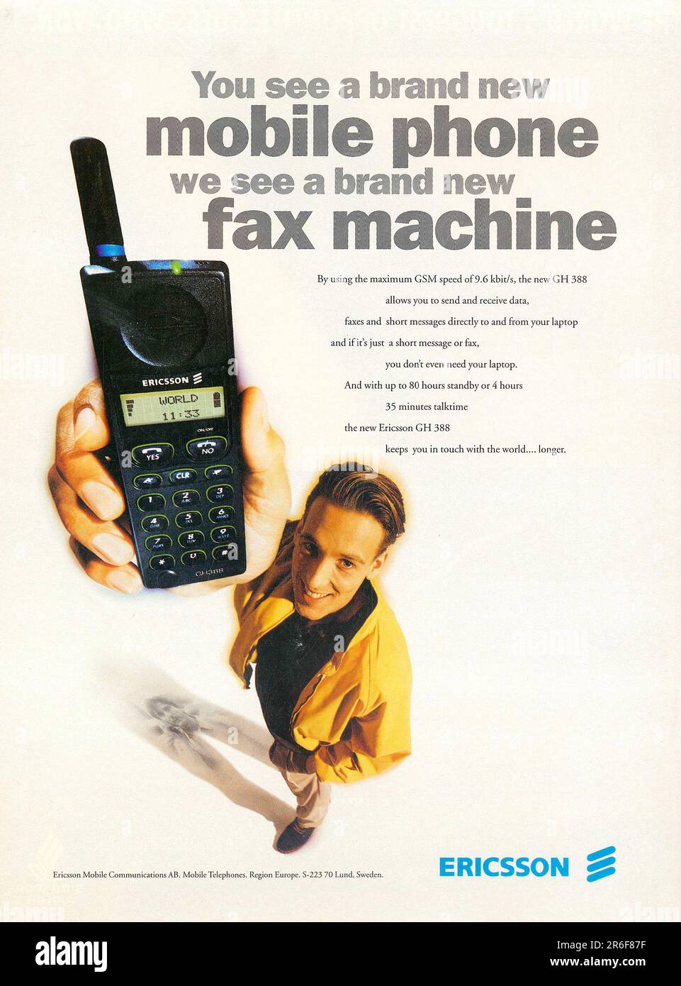 Ericsson GH 388 GSM-Handywerbung in einem Magazin 1996 Stockfoto