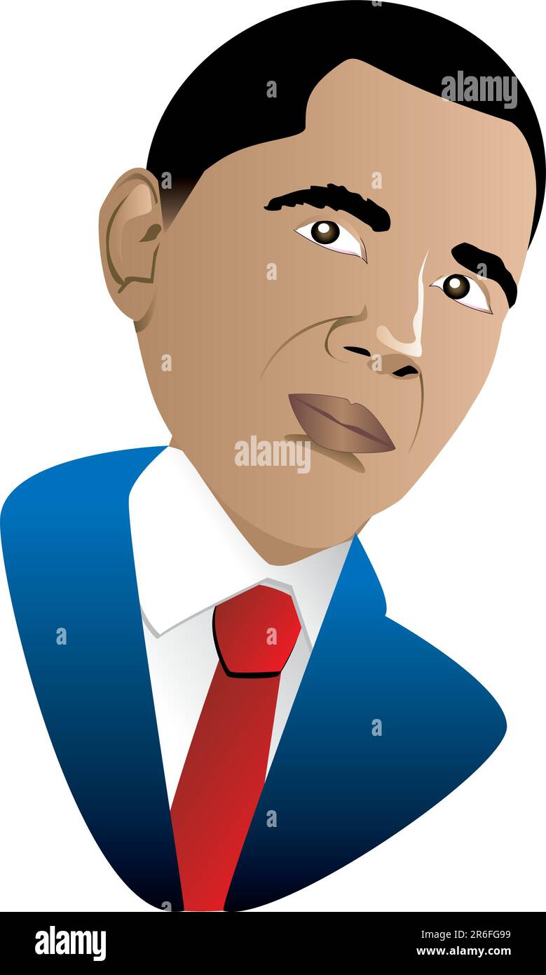 Vector Illustration von Präsident Barack Obama, dem ersten afroamerikanischen Präsidenten am 21. Januar 2009. Kann für Februar Black History Month oder... Stock Vektor