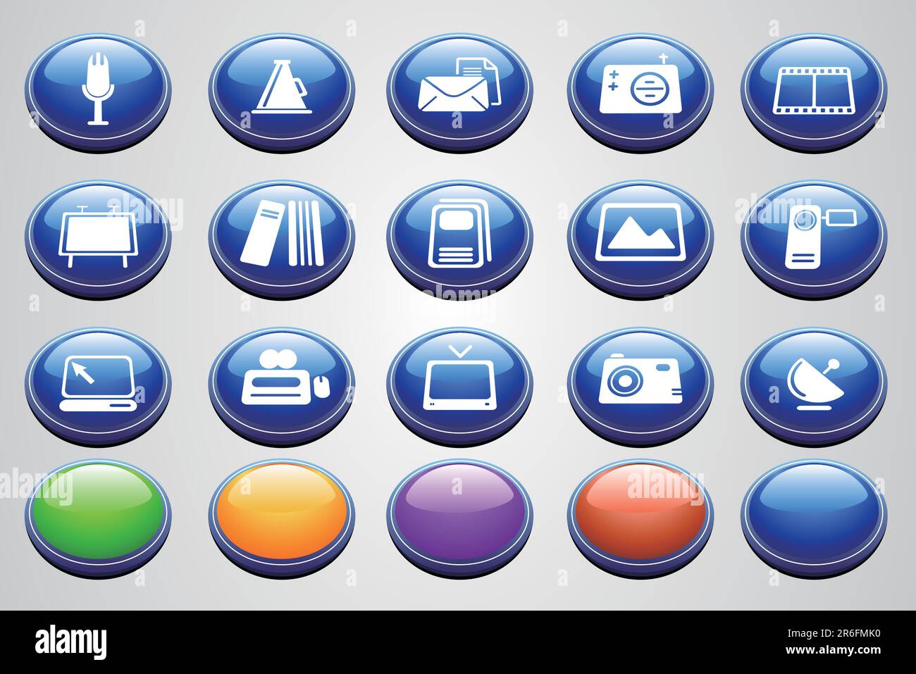 Medien- und Veröffentlichungssymbole Runde Perspektivenserie Stock Vektor