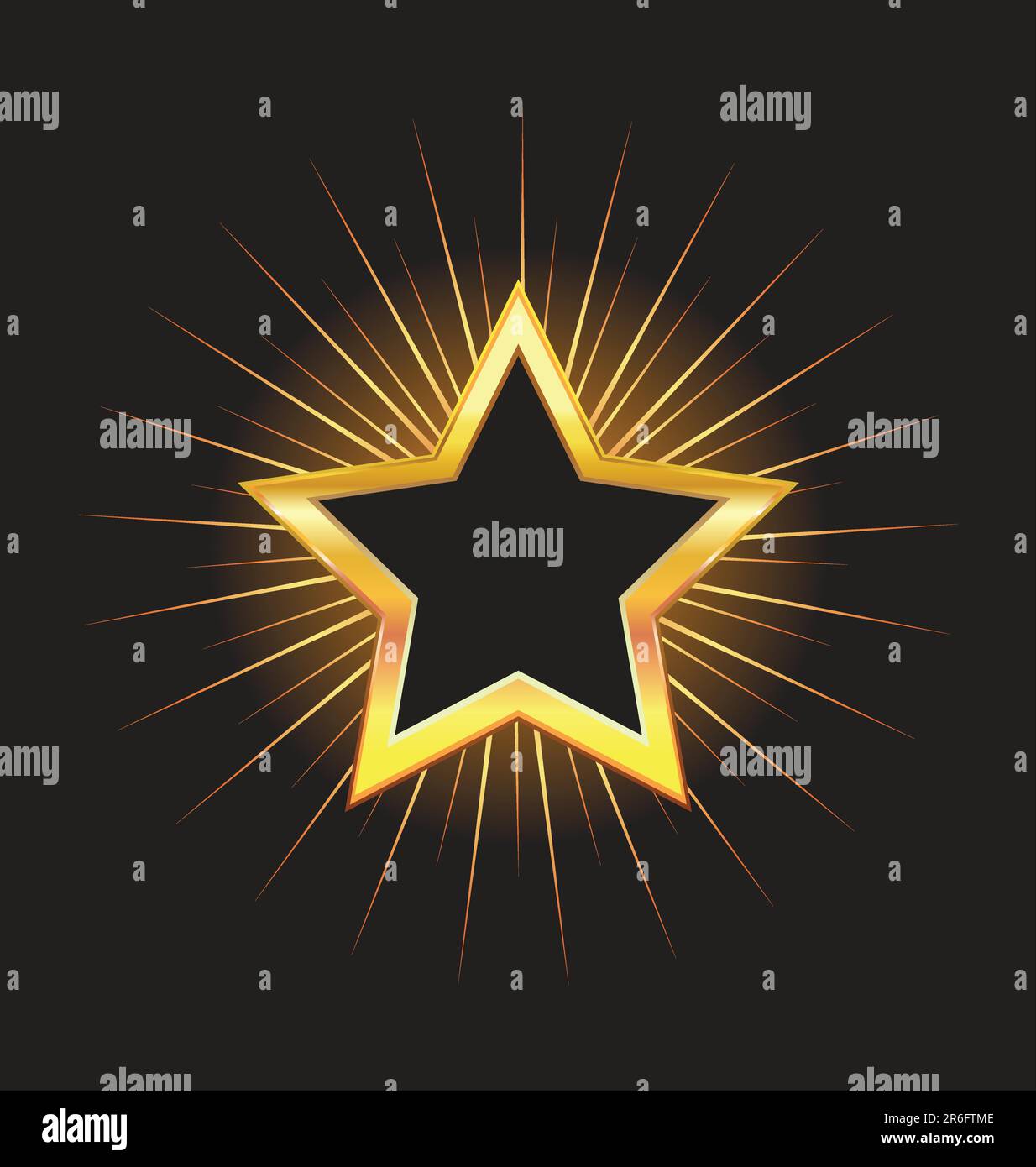 goldener Stern bildet einen Rahmen mit Schatten und Balken Stock Vektor