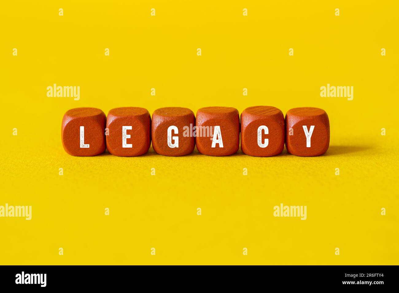 Legacy - Wortkonzept auf Bausteinen, Text Stockfoto