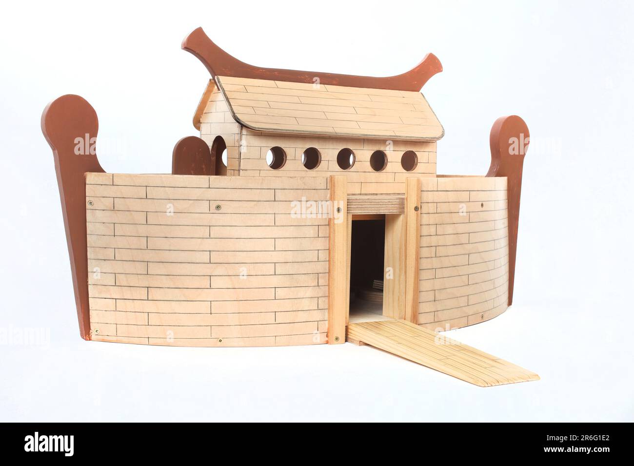Ein hölzernes Noah's Ark Spielzeug Stockfoto