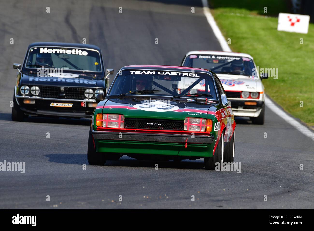 Richard Locke, Alice Locke, Ford Capri Mk2 3 Liter S, HRDC „Gerry Marshall“ Trophy Series, über 30 Autos auf dem Spielfeld für einen 45-Minuten-Fahrer Stockfoto