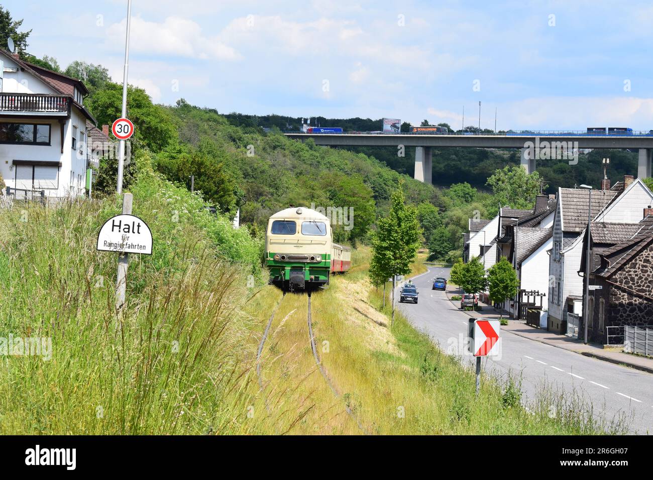 Vintage Train Vulkanexpress an einem normalen Wochentag Stockfoto