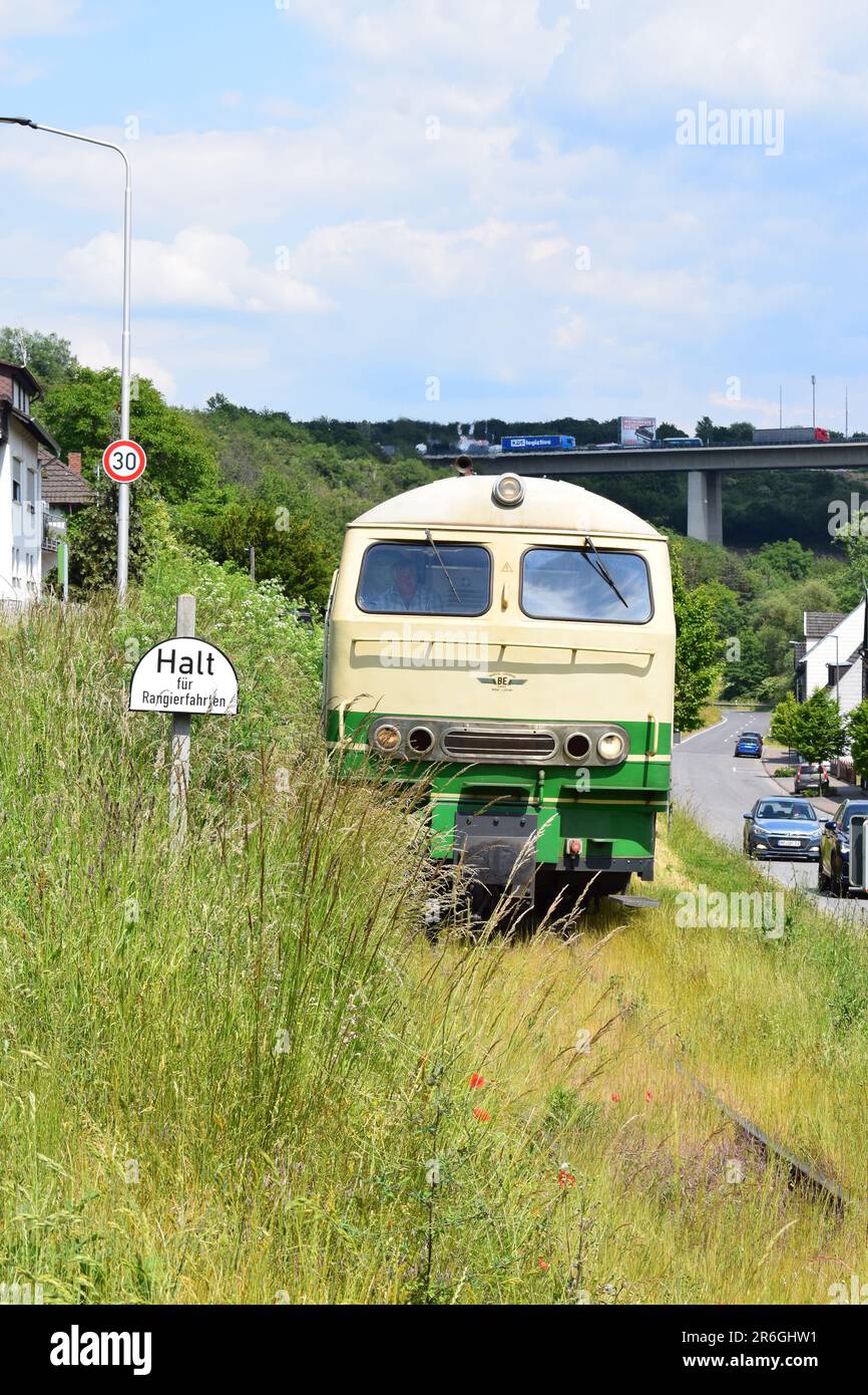 Vintage Train Vulkanexpress an einem normalen Wochentag Stockfoto