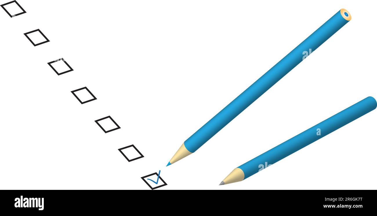 Wählen Sie Ihre Entscheidungen im Kontrollkästchen durch einen Bleistift Stock Vektor