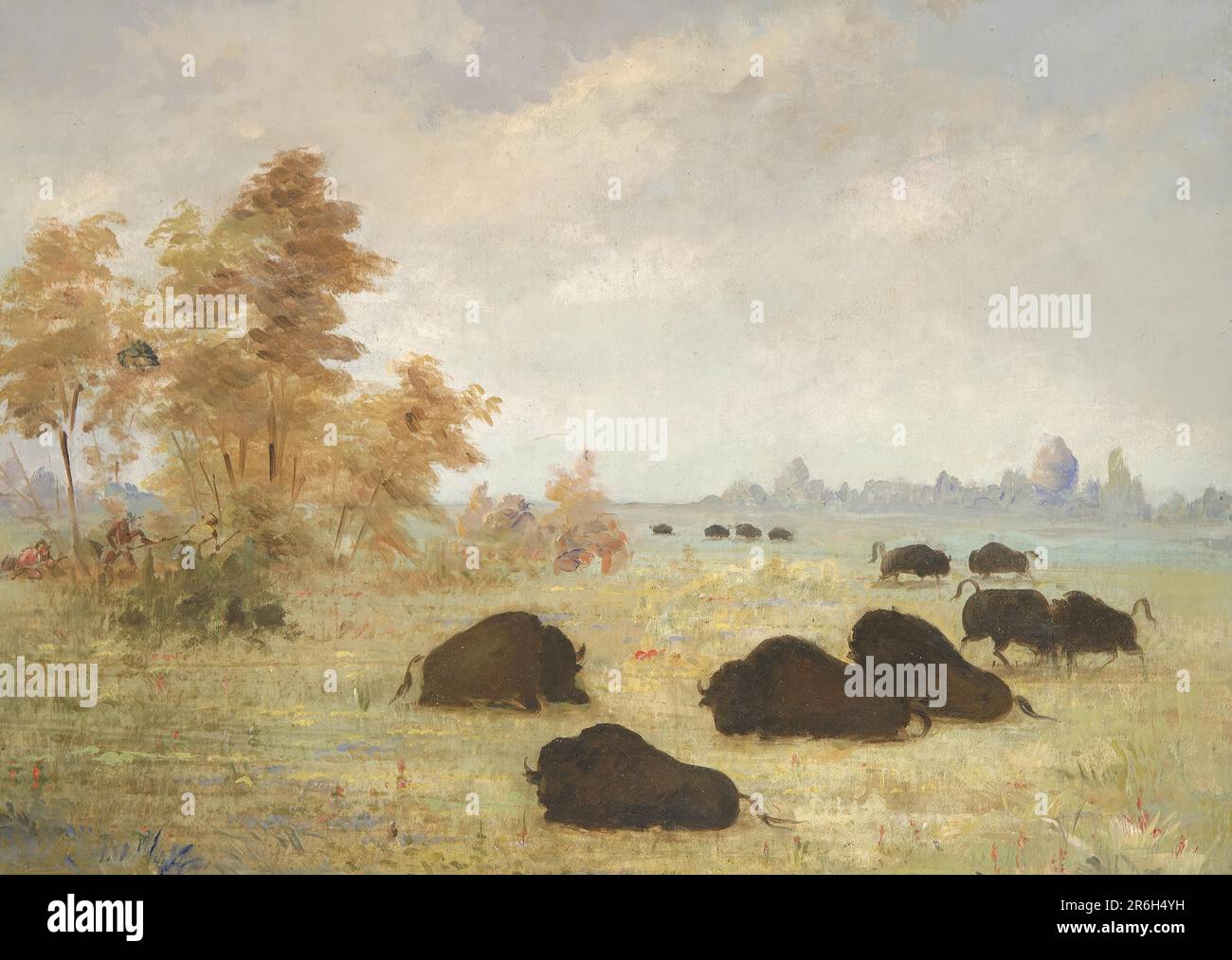 Stalking Buffalo, Arkansas. Öl auf Segeltuch. Datum: 1846-1848. Museum: Smithsonian American Art Museum. Stockfoto