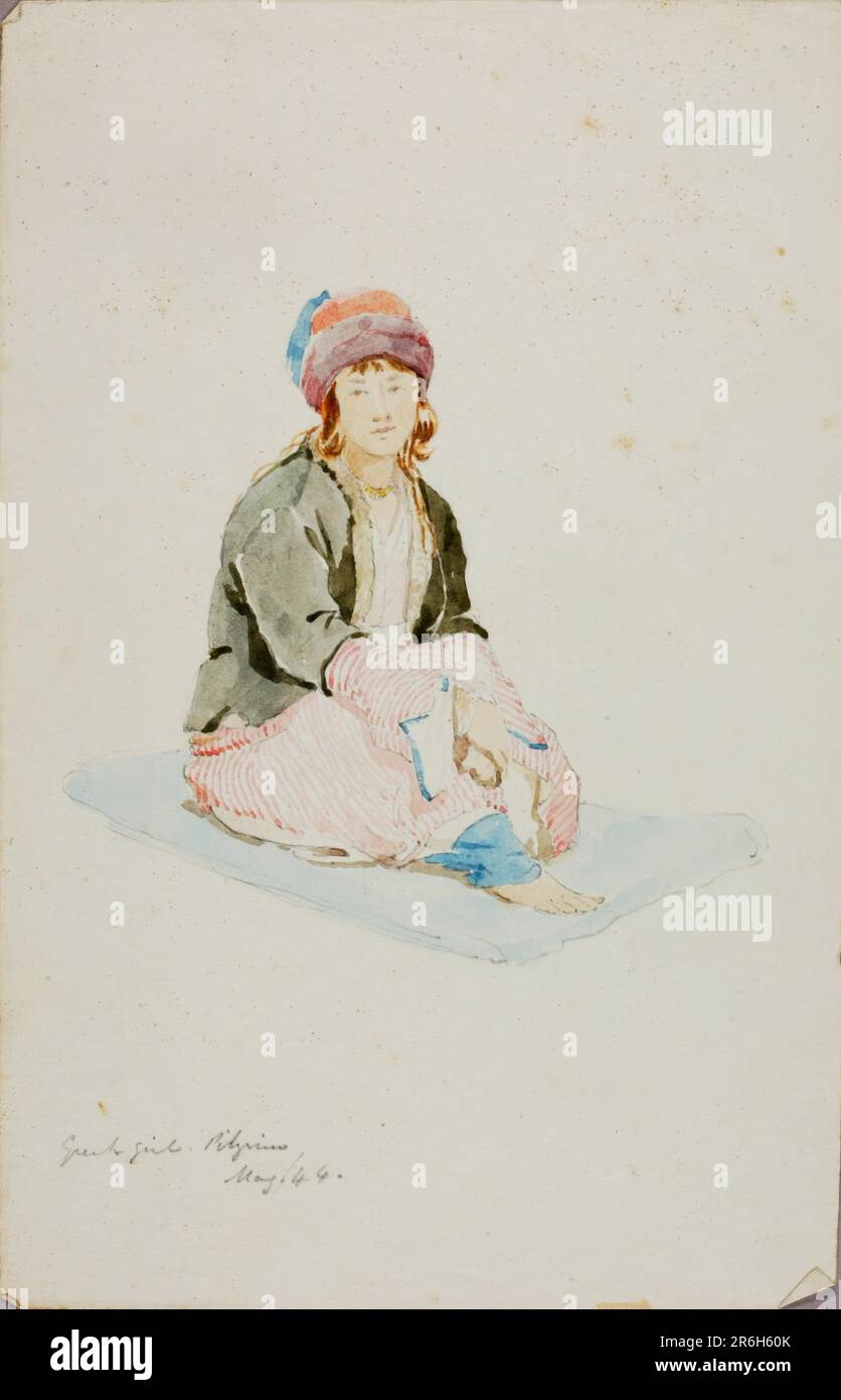 Griechisches Mädchen (Pilger). Datum: 1844. Aquarell auf Papier. Museum: Smithsonian American Art Museum. Stockfoto