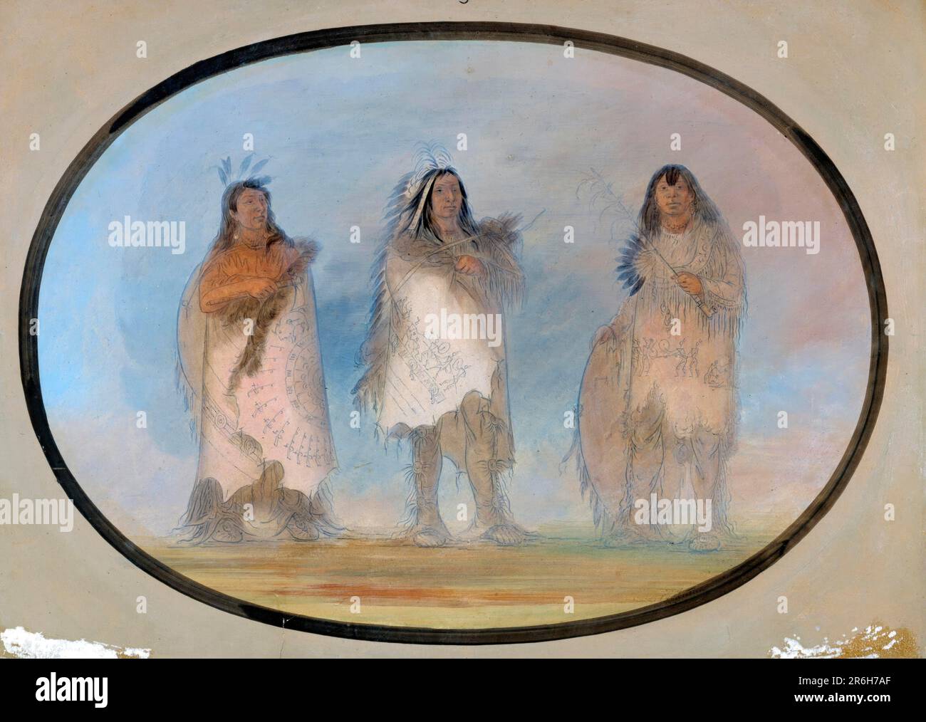 Little Bear, Steep Wind, The Dog; drei angesehene Krieger des Sioux-Stammes. Öl auf Pappe. Datum: Ca. 1865-1871. Museum: Smithsonian American Art Museum. Stockfoto