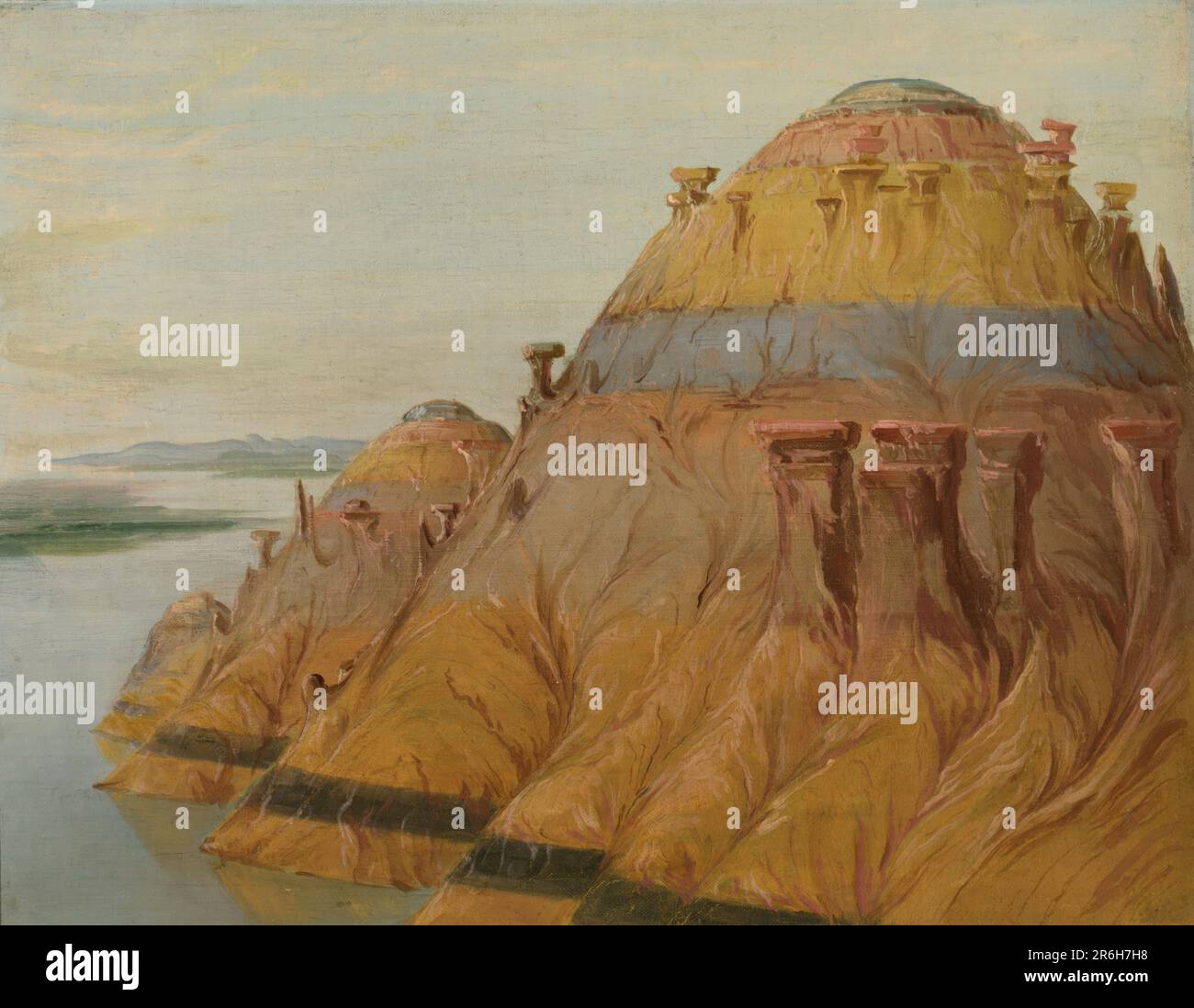 Malerischer Clay Bluff, 1700 km über St. Louis. Öl auf Segeltuch. Datum: 1832. Museum: Smithsonian American Art Museum. Stockfoto