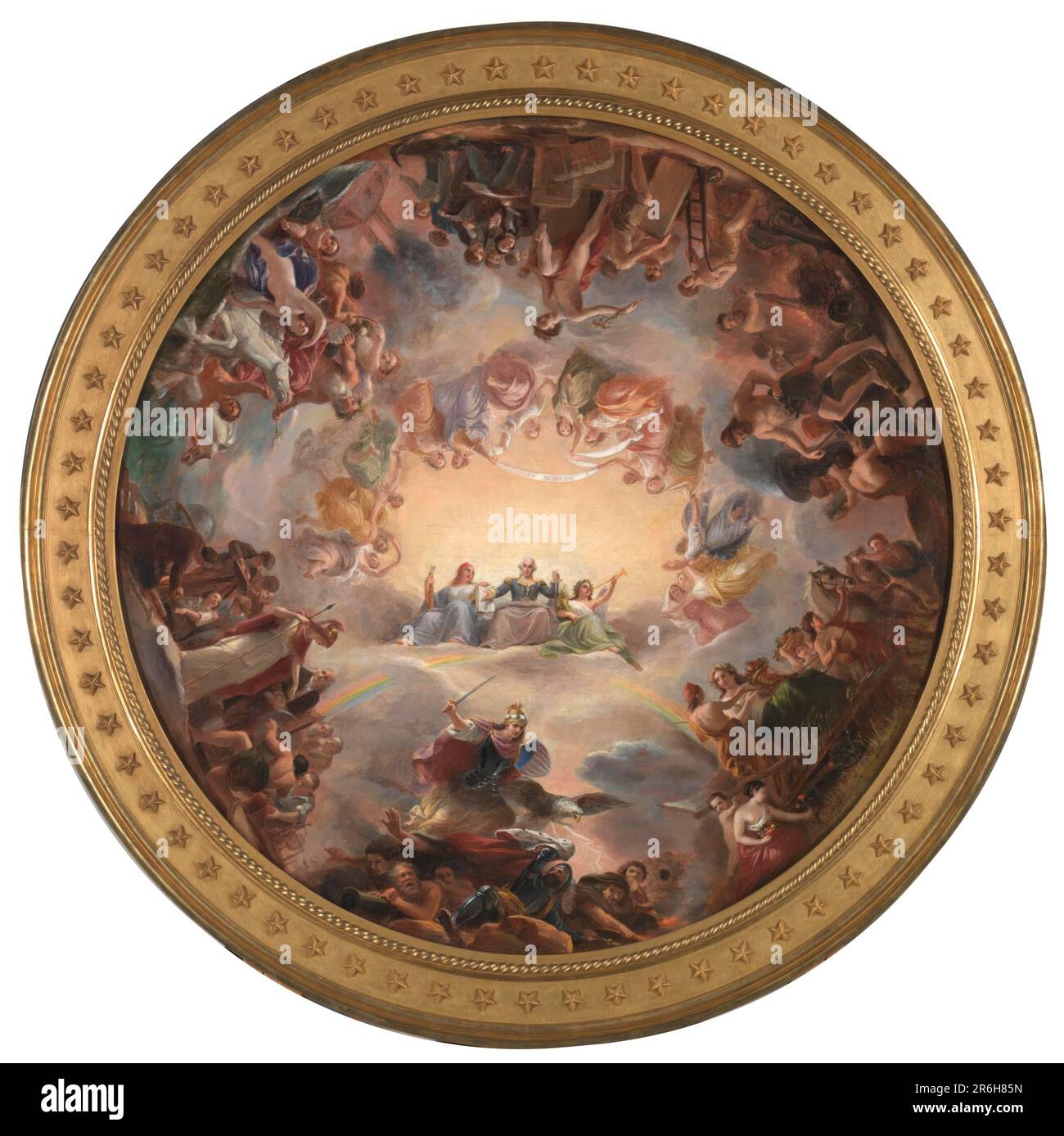 Studie über die Apotheose von Washington in der Rotunde des Kapitolgebäudes der Vereinigten Staaten. Öl auf Segeltuch. Datum: Ca. 1859-1862. Museum: Smithsonian American Art Museum. GEORGE WASHINGTON. Stockfoto