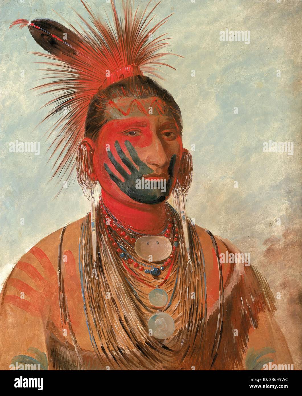 Wash-ka-mon-ya, Fast Dancer, ein Krieger. Öl auf Segeltuch. Datum: 1844-1845. Museum: Smithsonian American Art Museum. Stockfoto