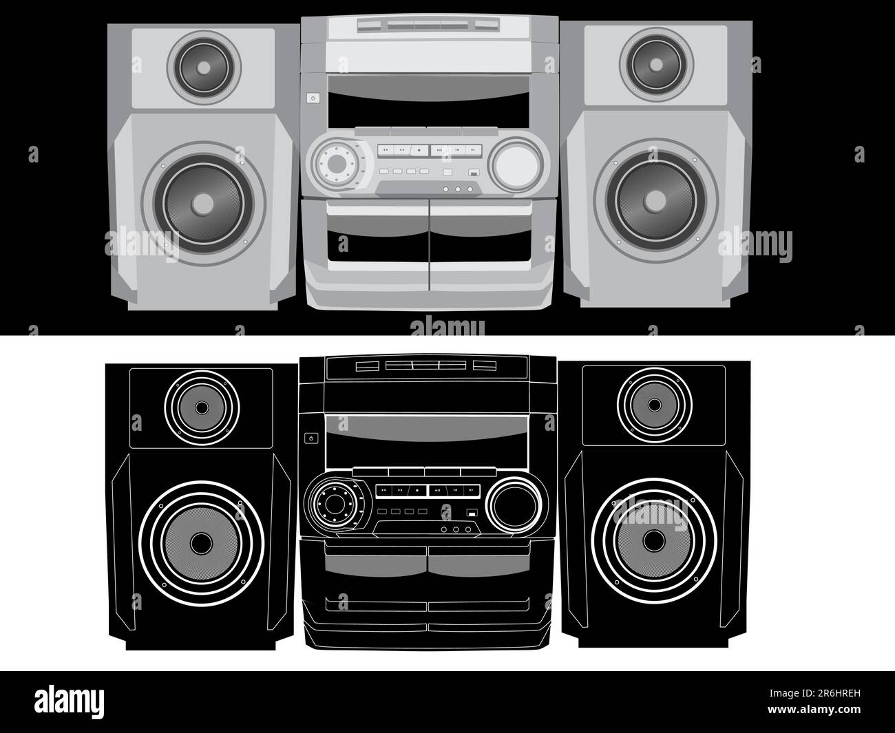 Vektorisoliertes Bild der Boombox. Stock Vektor