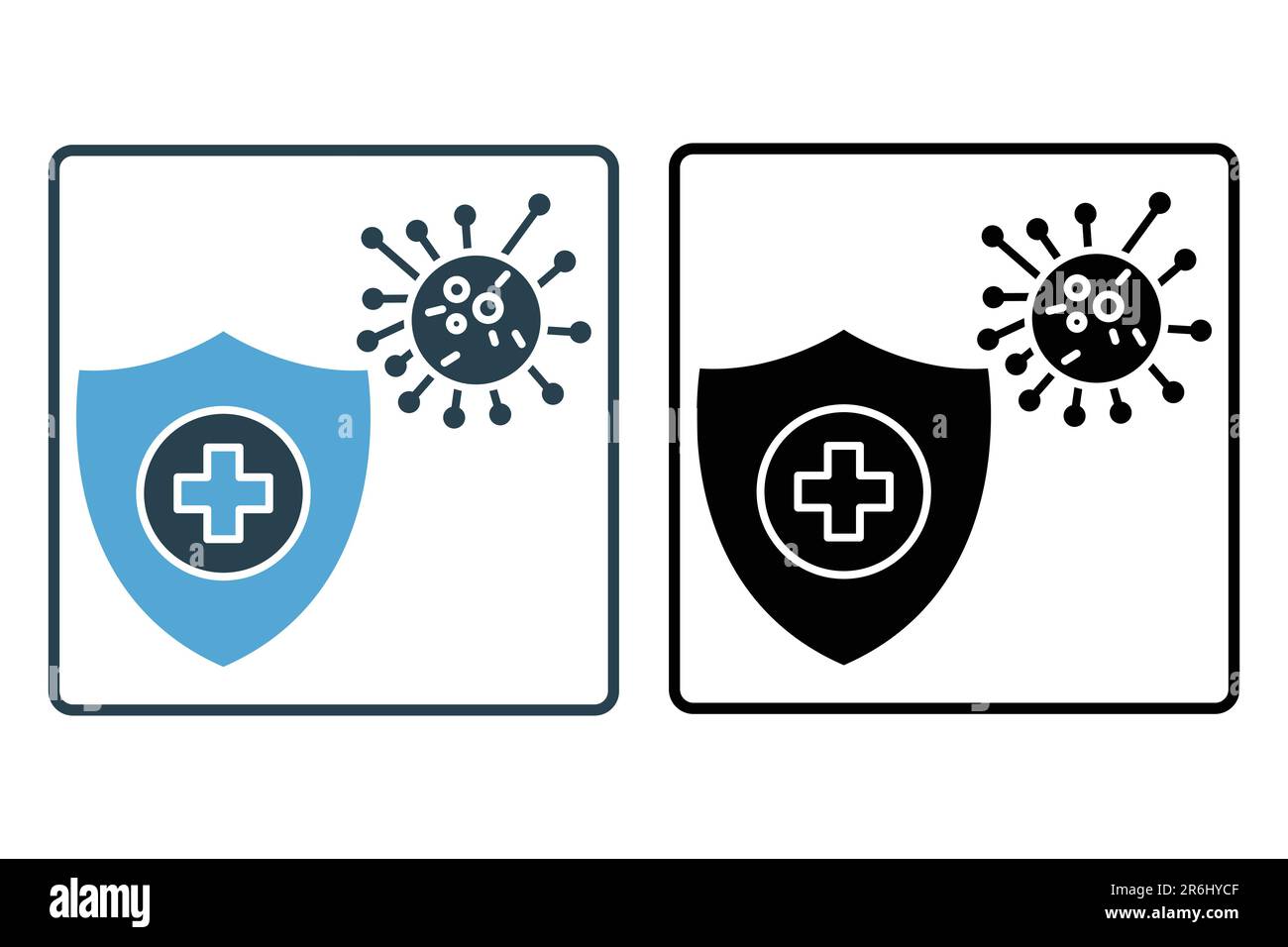 Symbol für Virenschutz. Symbol im Zusammenhang mit Immun-, Grippekeim-, Antiseptikum-, Hygiene-Schild. Solides Icon-Design. Einfache Vektorkonstruktion editierbar Stock Vektor