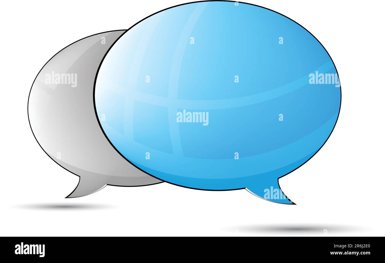 Blaue und graue Sprechballons, isoliert auf weißem Hintergrund Stock Vektor
